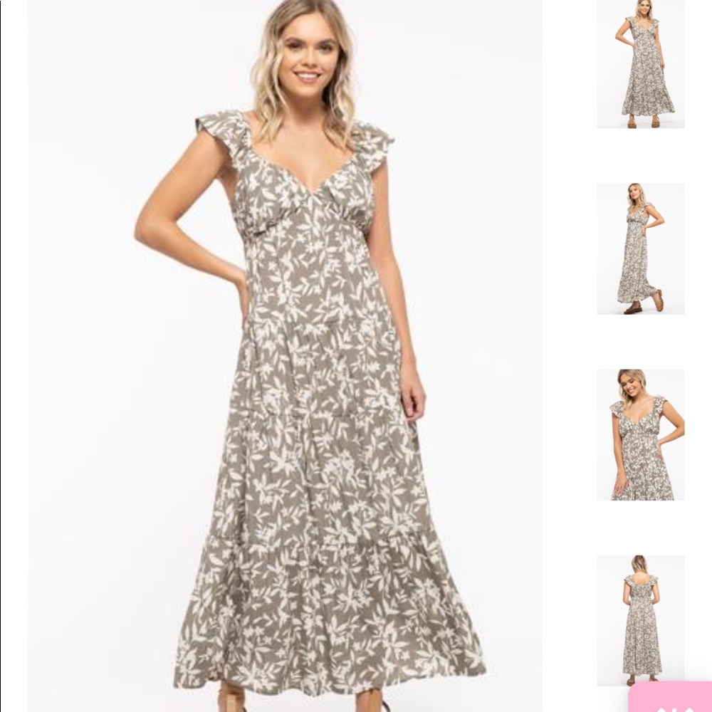 Blu Pepper Olive Green Maxi Dress